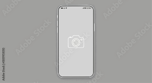 Smartphone with camera icon on screen against gray background