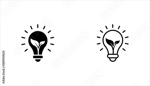 Sustainable ecological energy icon, Eco friendly energy icon with leaf. Save energy symbol Line vector, vector illustration.