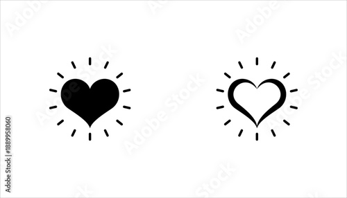 Glowing heart icon set. Perfect for use in designs related to love, relationships, affection, and positive emotions. Ideal for web design, user interfaces, and graphic design projects, vector illustra