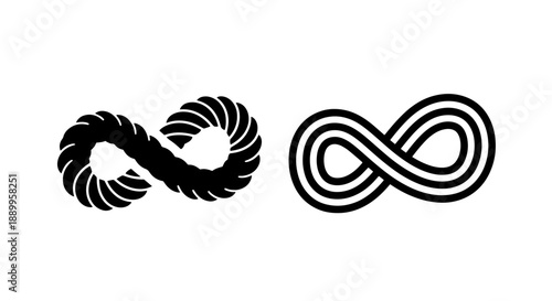 Infinity Symbol Icon Set: Infinite Loop and Rope Design