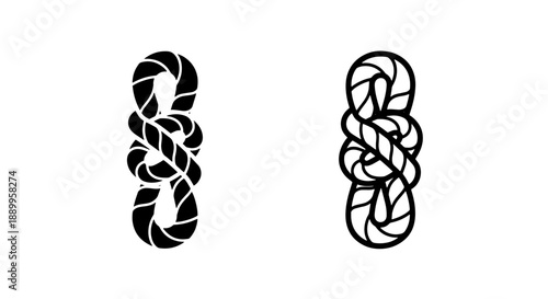 Figure Eight Knot Icon Set: Secure Rope Tie Symbol