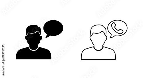 User Contact Icon Set: Communication and Connection Symbols