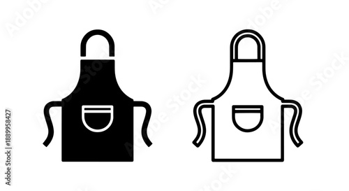 Two Apron Icons for Cooking or Kitchen Use: Black and White