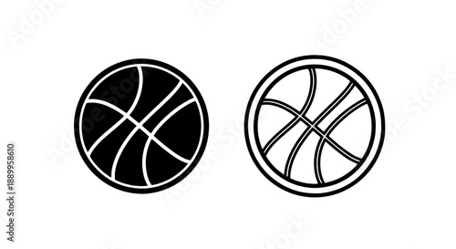 Basketball Icon - Black and White Vector Graphics