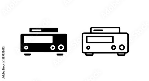 Audio Receiver or Stereo System Icon - Black and White
