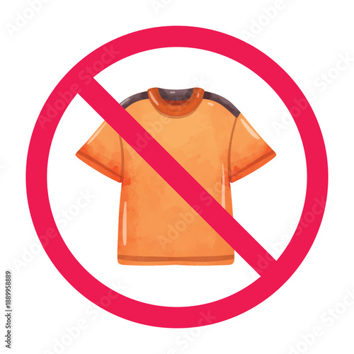 No tshirt sign, no t shirt sign, do not wear t shirt sign, casual clothing forbidden icon, no informal wear sign
