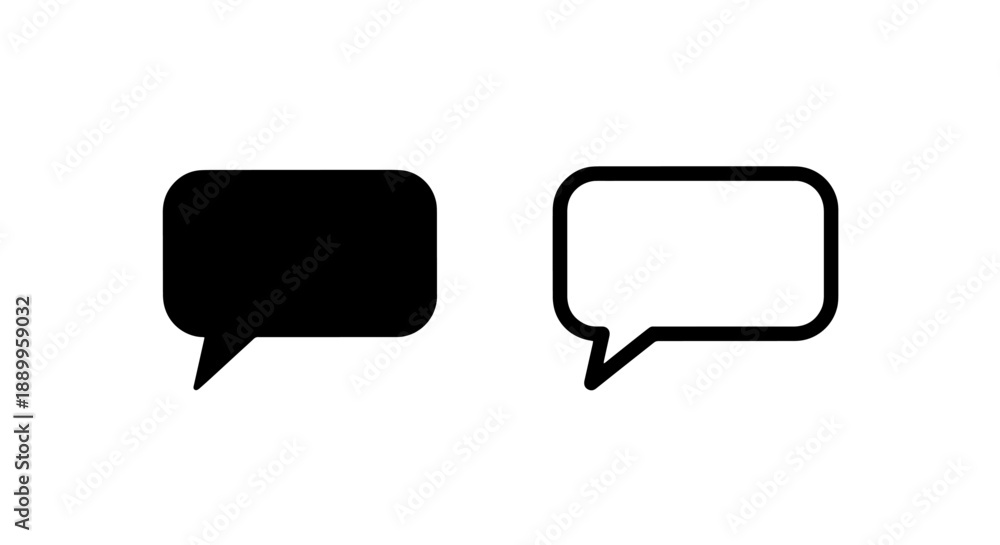 Fototapeta premium Message Box Icons: Simple Black Filled and Outline Text Bubbles