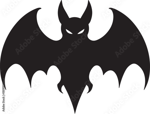 black silhouette of a bat with outstretched wings and pointed ears
