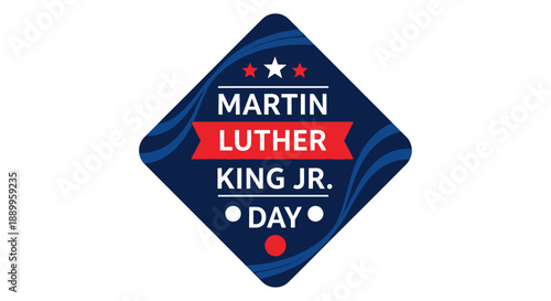 Martin Luther King Jr Day Graphic with Red, White, and Blue Stars and Wavy Lines