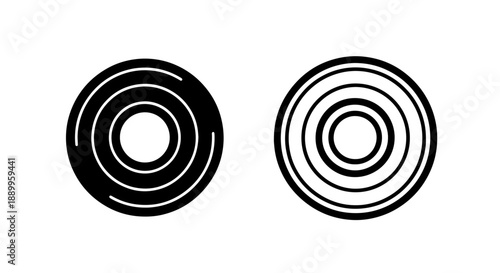 Concentric circle icons, one filled black and one outlined, symbolizing focus, targets, or data.