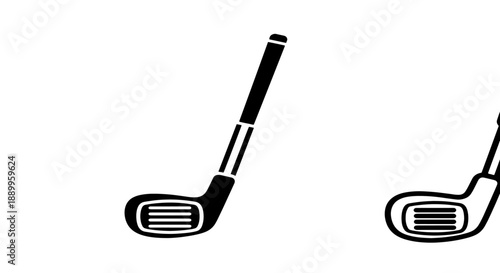 Set of two golf club icons, one solid black and one outlined, representing the sport of golf.
