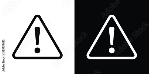 Hazard warning exclamation mark inside a triangle vector icon. Security alert, error notification, or caution safety symbol. Minimalist design for UI/UX and industrial signage.