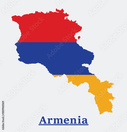 Map of Armenia with flag colors vector illustration 