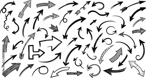 Diverse directional arrows set