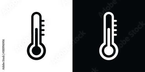 Professional thermometer icon set indicating temperature levels. Suitable for weather forecasts, medical apps, climate control systems, and heat or cold measurement visuals.