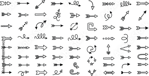 Diverse directional arrows set