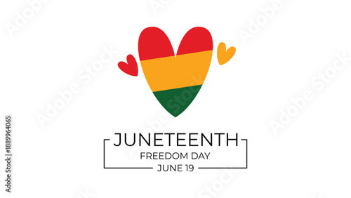 Juneteenth Freedom Day Banner: Pan African Heart Symbol Vector