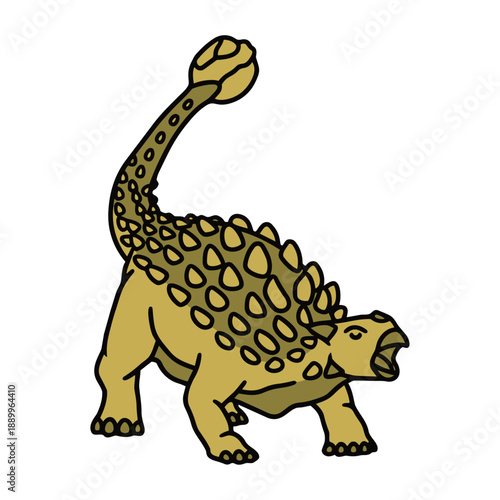 Hand Drawn Ankylosaurus Dinosaur Illustration Isolated on White Background