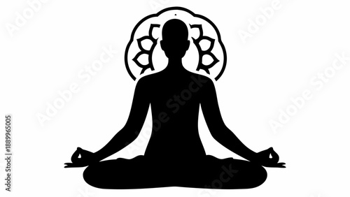 Serene person meditating in lotus position with mandala