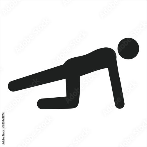 Man Performing Donkey Kick Glute Kickback Exercise Silhouette Vector Icon
