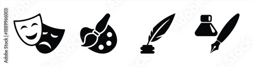 Creative Arts and Writing Icons Set for Design and Education Projects