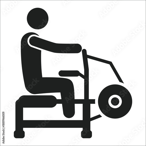 Man Performing Seated Cable Row Back Workout Silhouette Vector Icon