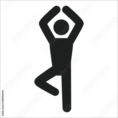 Man Performing Yoga Tree Pose Vrksasana Silhouette Vector Icon