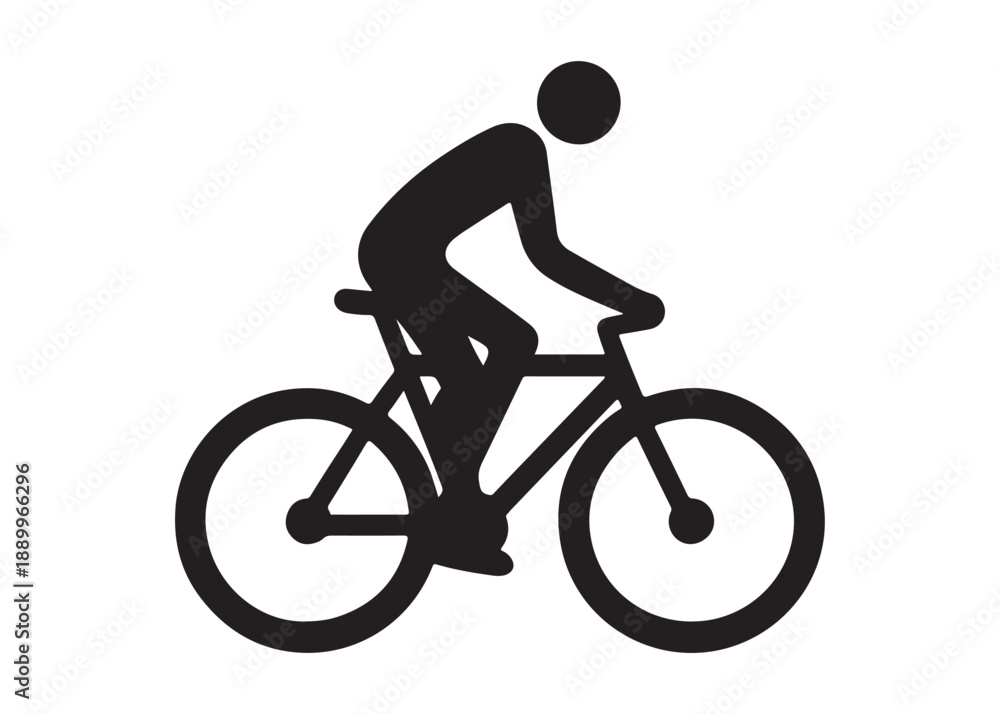 Obraz premium cycling logo silhouette vector, road bicycle race logo silhouette vector illustration, fast cycling transparent silhouette logo, cyclist riding a road bike logo vector silhouette on white background
