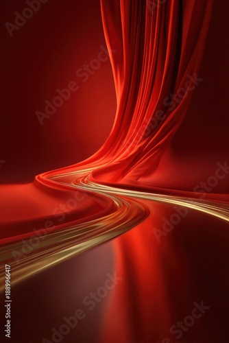 Elegant Flowing Red Fabric Creating Dynamic Visuals