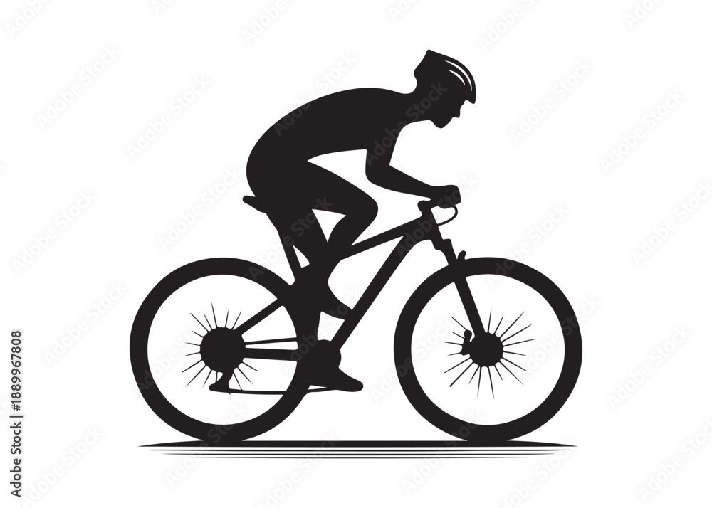 Obraz premium cycling logo silhouette vector, road bicycle race logo silhouette vector illustration, fast cycling transparent silhouette logo, cyclist riding a road bike logo vector silhouette on white background