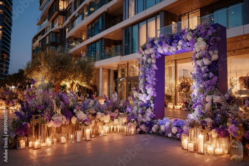 Lavish Floral Entrance with Candles for Evening Celebration