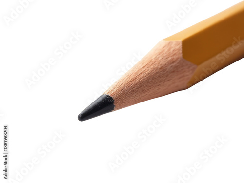 Close-up shot of a pencil on a white background, great for illustrating creativity and writing concepts