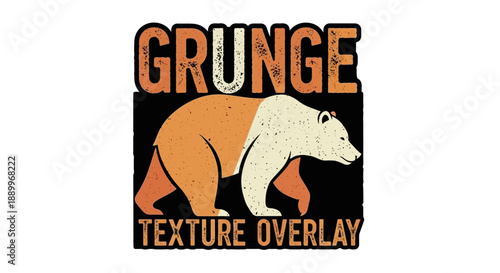 Vintage Grunge Bear with Textured Overlay Graphic Design for Apparel