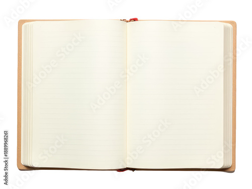 A notebook with lined paper on a white background, perfect for writing notes or sketching