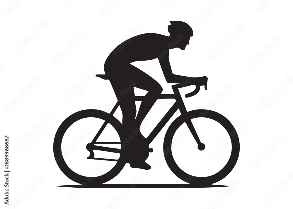 Obraz premium cycling logo silhouette vector, road bicycle race logo silhouette vector illustration, fast cycling transparent silhouette logo, cyclist riding a road bike logo vector silhouette on white background