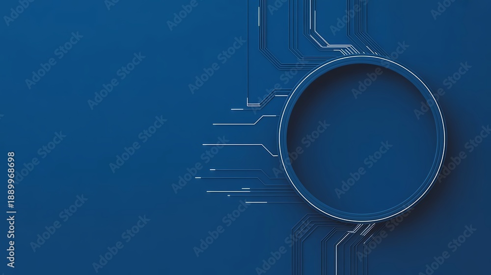 Obraz premium Dark blue circuit board with circular component