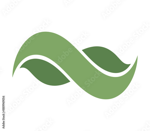 Green abstract waves with leaf shapes representing nature conservation or organic growth