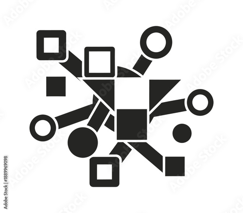 Abstract connections and data flow system, network structure illustration, communication technology