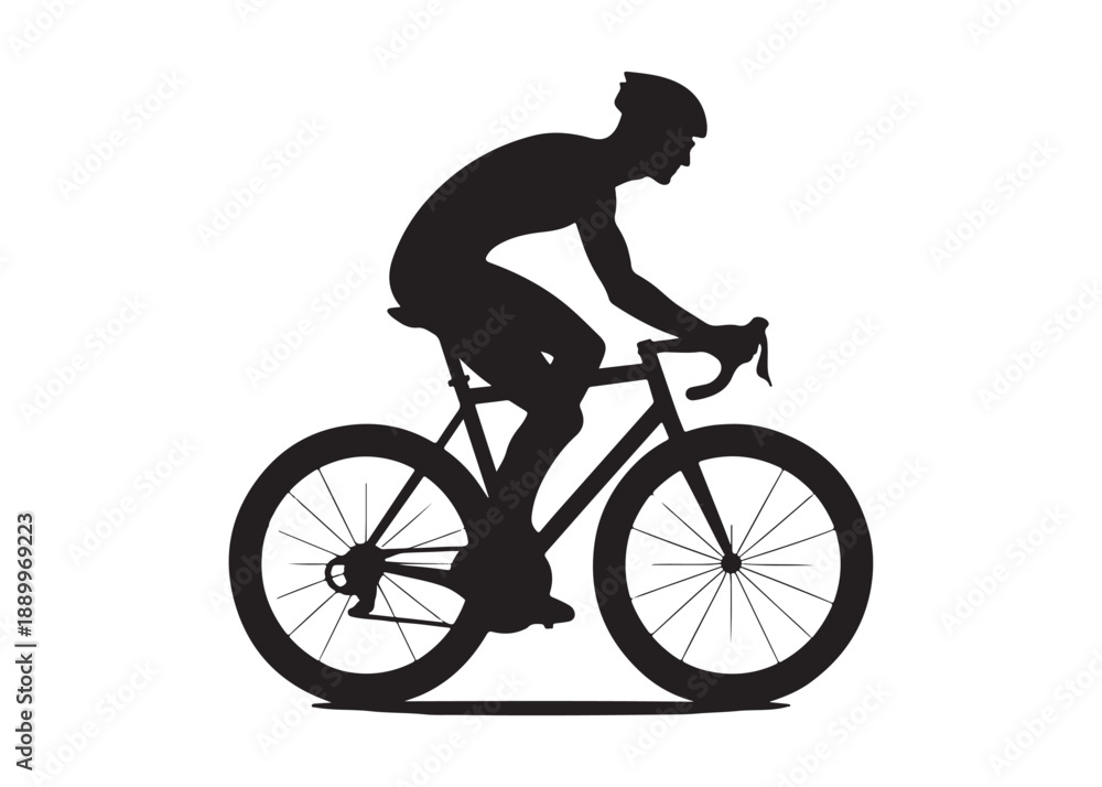 Fototapeta premium cycling logo silhouette vector, road bicycle race logo silhouette vector illustration, fast cycling transparent silhouette logo, cyclist riding a road bike logo vector silhouette on white background