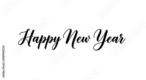 Happy New Year hand-drawn calligraphy text vector illustration on white background
