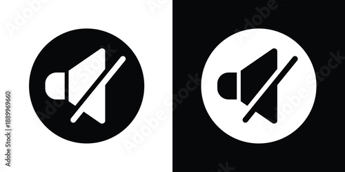 Mute volume icon featuring a speaker with a diagonal slash. Professional silent mode symbol for audio control, quiet notification, and sound management interfaces.
