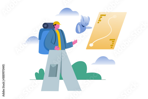Human and AI Navigation Collaboration Illustration
