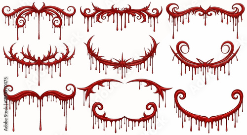 Gothic Blood Splatter Ornaments and Borders for Dark Themed Designs