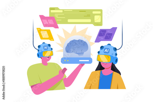 Human Using Artificial Intelligence Brain Tech