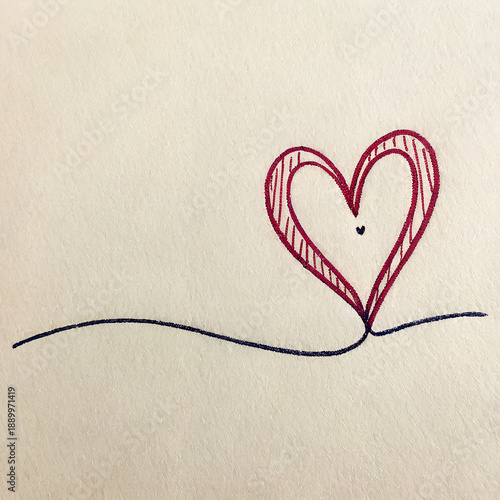 Hand drawn heart line on textured background