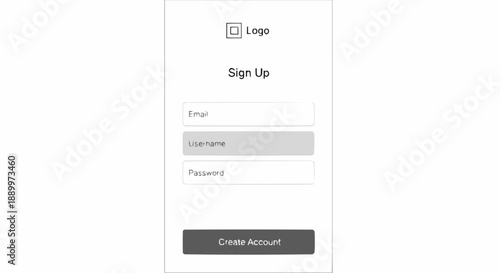 Online sign up form with username and password fields