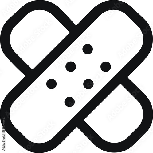 Crossed adhesive bandage plaster line icon