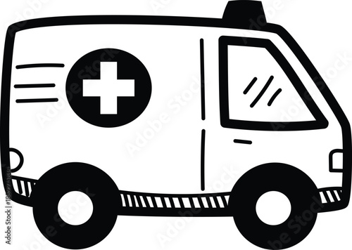 Hand Drawn Style Ambulance Icon
