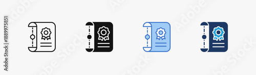 Set of certification icon collection in Multiple Style. Icon suitable for web and mobile application