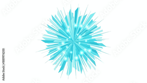 Abstract blue geometric starburst shape with sharp spikes on white background.